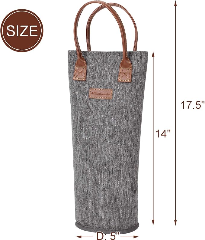 Single Bottle Insulated Wine Tote, 1 Bottle Wine Carrier Bag Padded Wine Cooler - Image 4