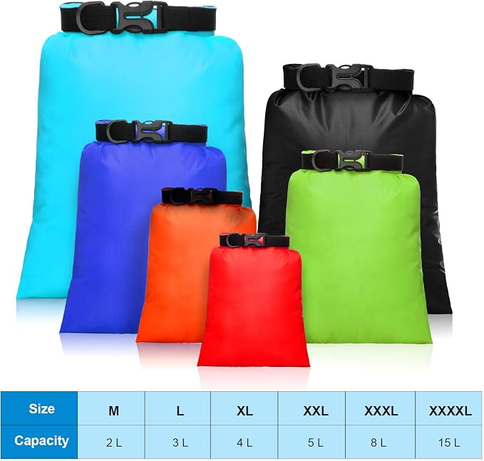 Shappy Waterproof Dry Bag Set 6 Sizes Lightweight Sacks and Long Adjustable - Image 2