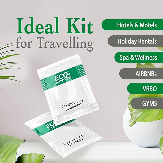 ECO Sachet Individually Wrapped Toiletries, Travel Size Bulk Shampoo and - Image 2