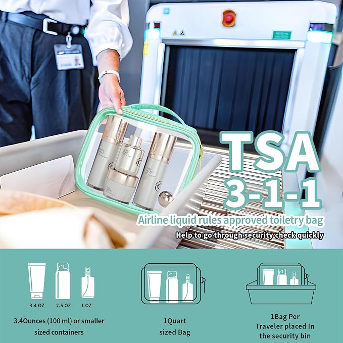 TSA Approved Travel Toiletry Bag, 3 Pack Clear Makeup Bags - Image 2