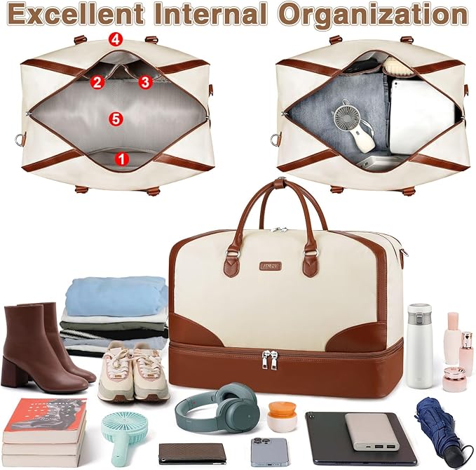 Weekender Bag for Women, Travel Duffel Bag Carry On Overnight Bag - Image 4