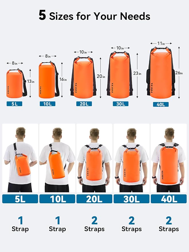 HEETA Waterproof Dry Bag for Women Men 5L/10L/20L/30L/40L Roll Top Lightweight - Image 2