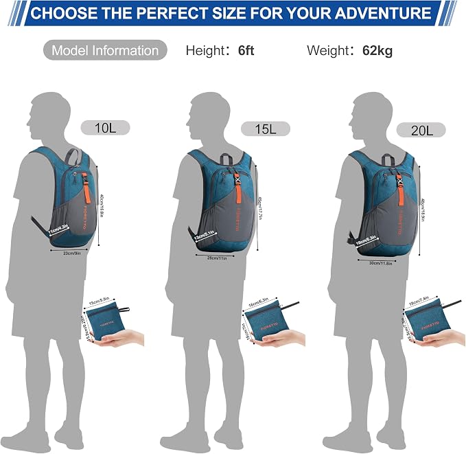 FIORETTO 15L Hiking Backpack for Women Men Mini Packable Backpack Lightweight - Image 6