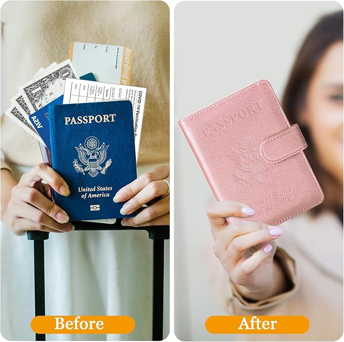 TIGARI Passport Holder for Travel Women Men, PU Leather Waterproof RFID - Image 5