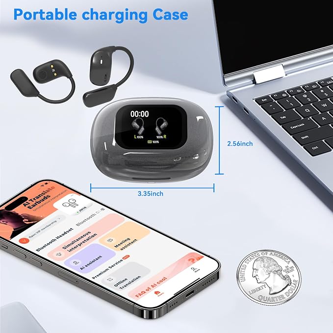 AI Translation Earbuds Real Time- 144 Languages, Meeting Assistant, LCD Touch - Image 9