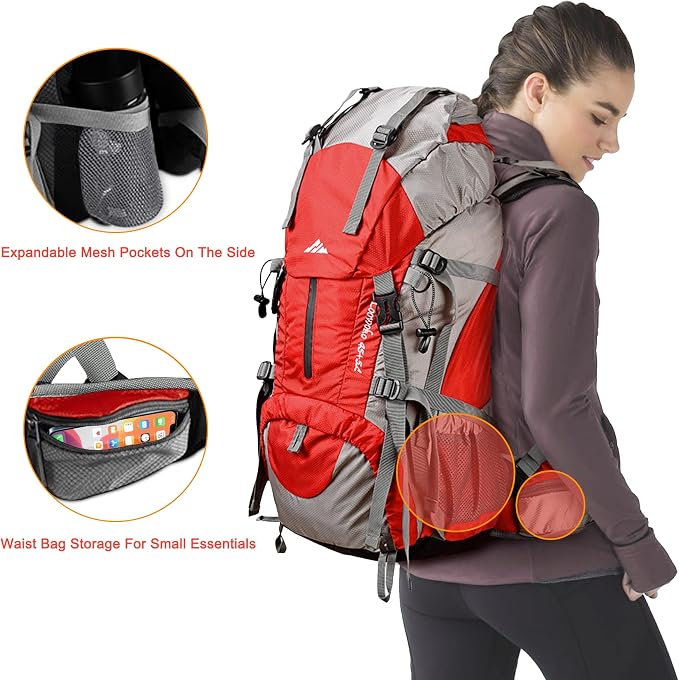 Loowoko 50L Hiking Backpack, Waterproof Camping Essentials Bag - Image 5