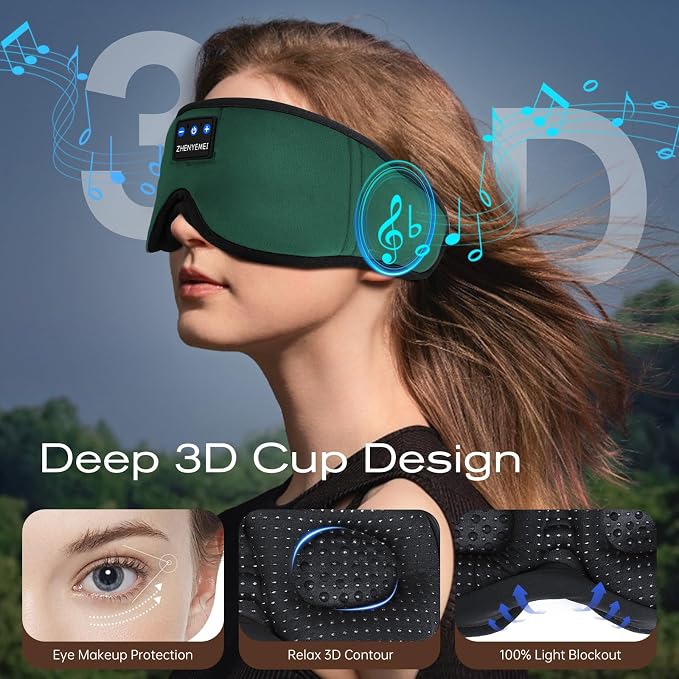 3D Sleep Mask with Bluetooth Headphones, Sleeping Headphones - Image 7
