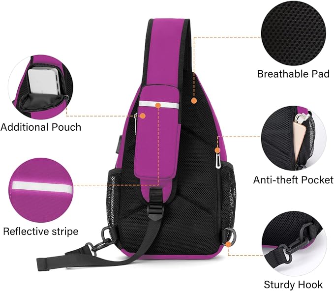 MOSISO Sling Backpack Bag, Crossbody Shoulder Bag Travel Hiking Daypack Chest - Image 4