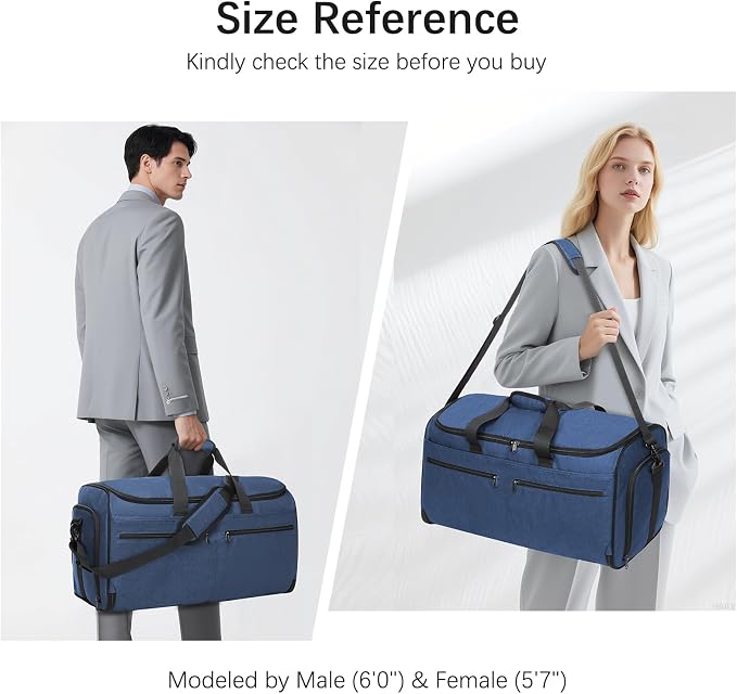 Large Garment Bag for Travel, Bukere Convertible Suit Travel Garment Duffel Bag - Image 7