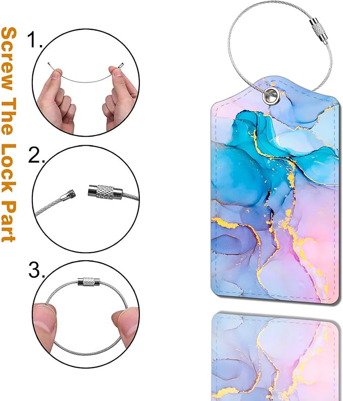 2 Pack Luggage Tag for Suitcase, Cute Unique Leather Bag Tags Identifiers - Image 2