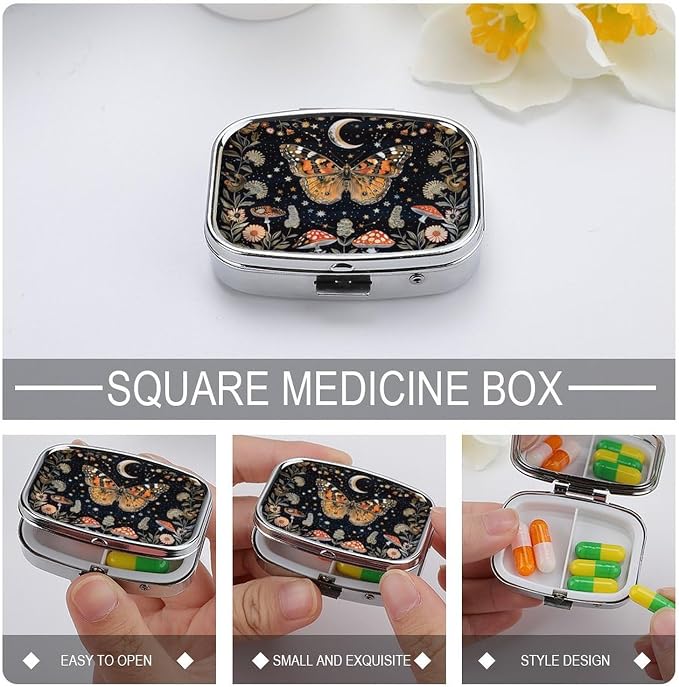Metal 2 Compartment Pill Organizer Travel Friendly Portable Compact Pill Box - Image 4