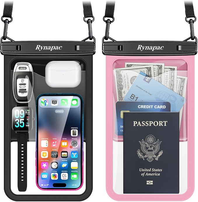 2 Pack Waterproof Phone Pouch - 10in Waterproof Phone Case by Rynapac
