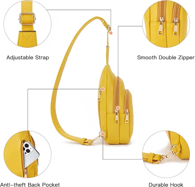Telena Small Sling Bag for Women Leather Crossbody Fanny Packs Chest Bag for - Image 3