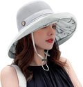 Women Wide Brim Sun Hats Metal Wired Edge Summer UV Protection Beach Fishing Hat by HUAMULAN