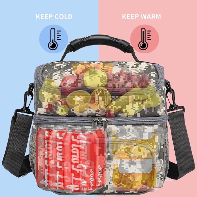 FlowFly Double Layer Cooler Insulated Lunch Bag Adult Lunch Box Large Tote Bag - Image 2