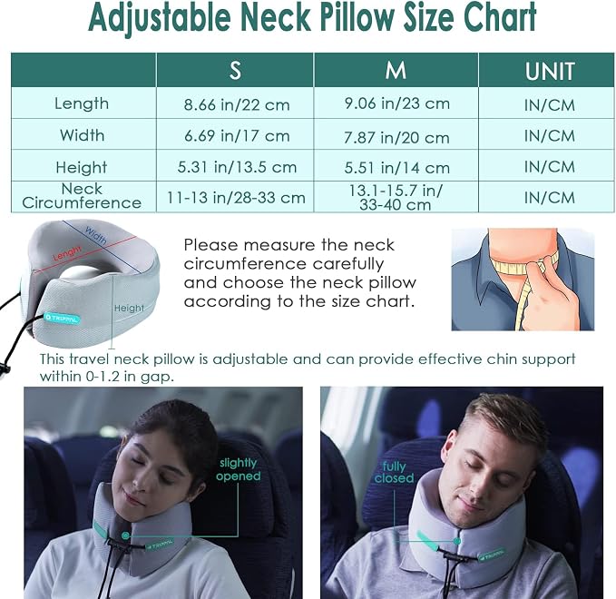 Travel Neck Pillow for Airplane, Neck Chin Support, Memory Foam, Machine - Image 4