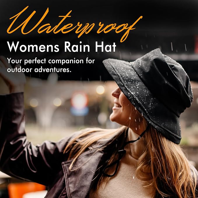 Comhats Rain Hat for Women Waterproof Wide Brim Sun Hats for Ladies UV - Image 3