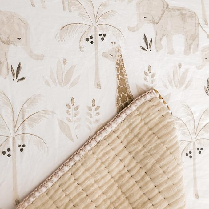 Crane Baby Safari Nursery Decor Crib Sheet, 100% Cotton Fitted Sheet - Image 3