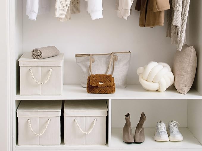 StorageWorks Storage Bins with Lids, Decorative Storage Boxes with Lid and Soft - Image 4