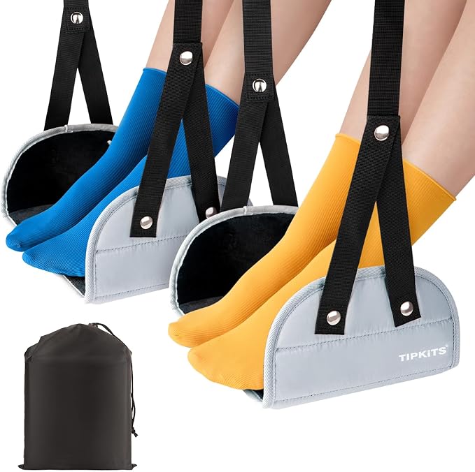 2 Pack Airplane Footrest with Comfortable No Clashing Base, Portable Foot Rest by TIPKITS