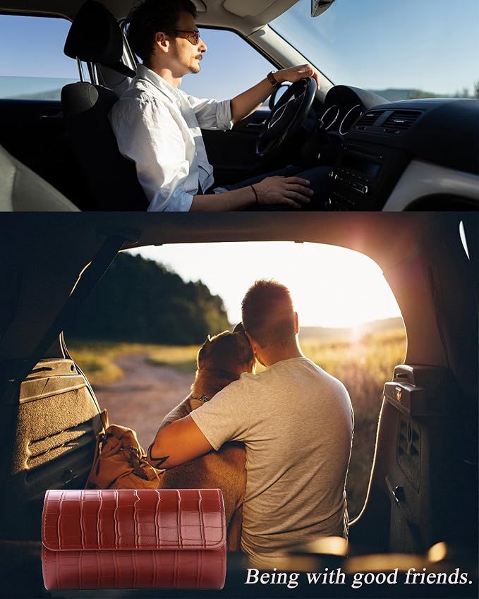 MR.OKAY 2 Watch Travel Case- Classic Leather Watch Case - Image 8