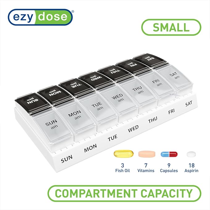 EZY DOSE Weekly Daily AM/PM Pill Case, Medicine Planner, Vitamin Organizer - Image 3