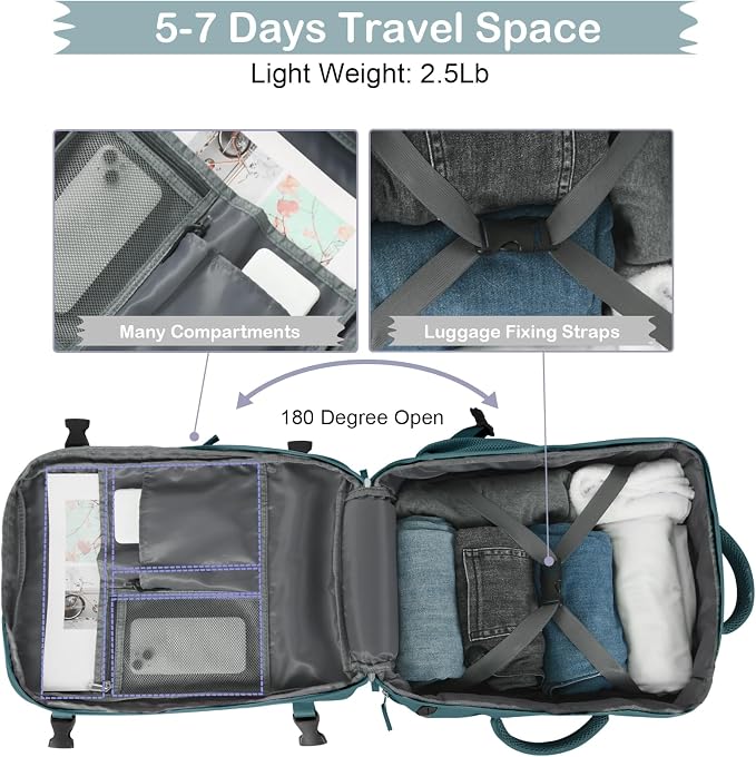Hanples Large Travel Backpack for Women as Person Item Flight Approved - Image 8