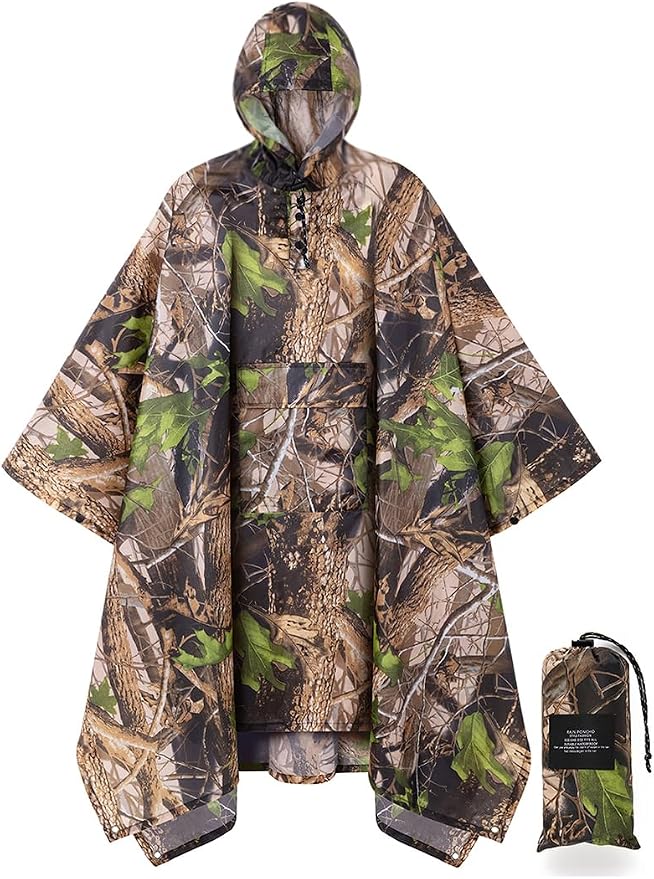 salamra Hooded Rain Poncho Waterproof Raincoat Jacket by salamra