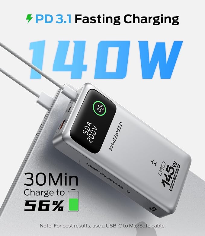 MOVE SPEED 145W Laptop Power Bank, PD 3.1 25, 000mAh Fast Charging Portable - Image 2