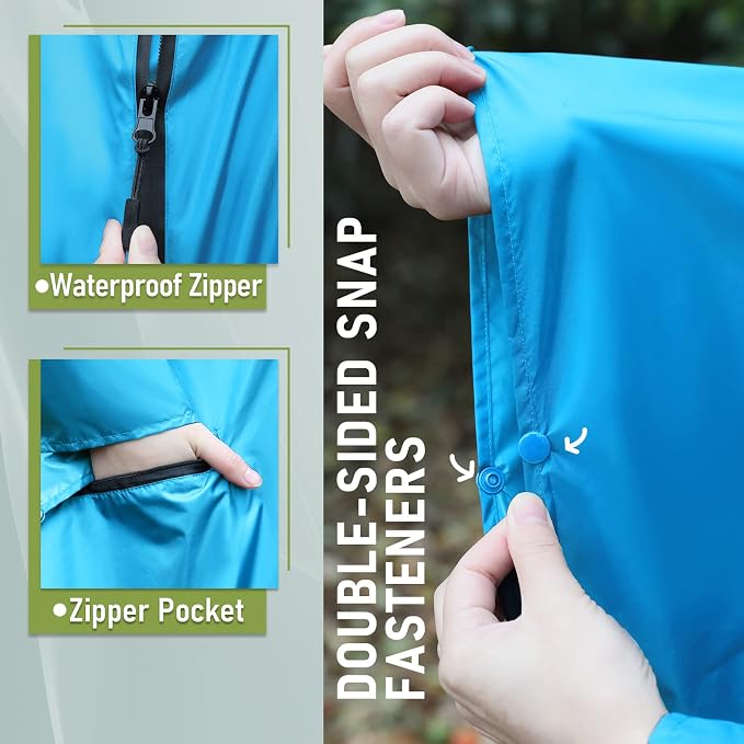 SaphiRose Unisex Rain Poncho Raincoat Hooded - Image 3
