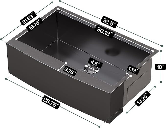 32.5-Inch Undermount Kitchen Sink Workstation, 16 Gauge Stainless Steel Single - Image 8