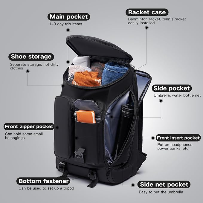 Carry on Travel Backpack for Men Women, 30L Multi-Pocket 17.3inch Laptop - Image 2