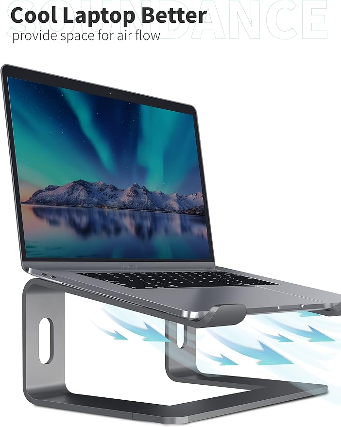 SOUNDANCE Laptop Stand, Aluminum Computer Riser, Ergonomic Laptops Elevator - Image 4