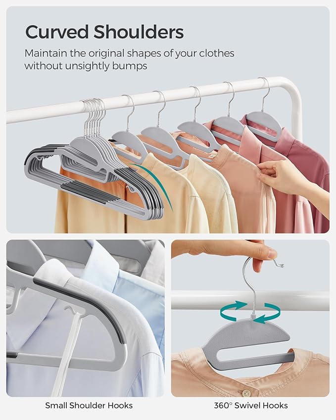 SONGMICS 50 Pack Coat Hangers, Heavy-Duty Plastic Suit Hangers, S-Shaped Opening - Image 4