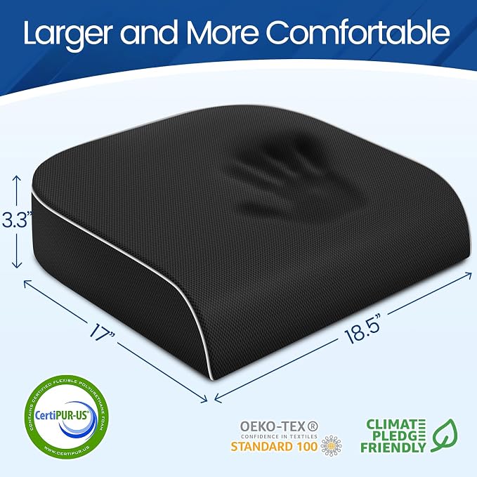 Seat Cushion for Tailbone Pain Relief, Office Chair Cushion, Memory Foam Large - Image 2