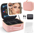 Travel Makeup Bag with Magnetic Removable Lighted Mirror, Cosmetic Bag by Jadazror