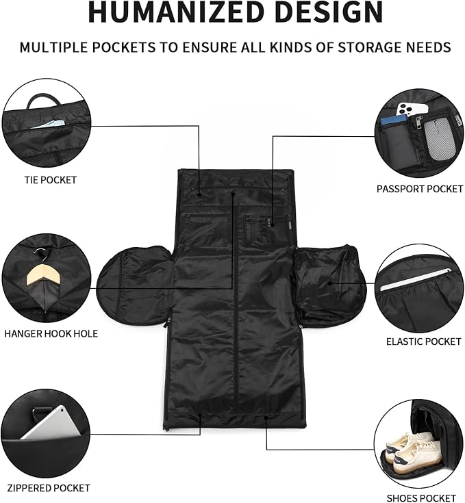 seyfocnia Convertible Travel Garment Bag, Carry on Garment Duffel Bag - Image 3
