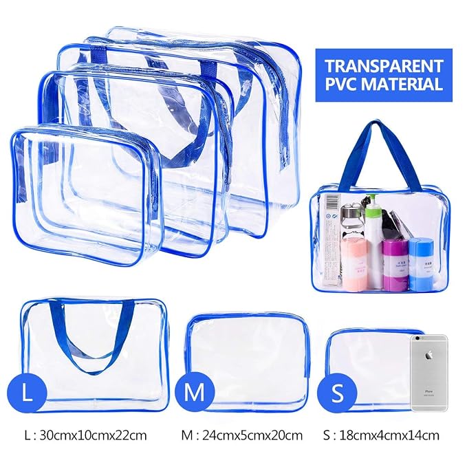 5Pcs Crystal Clear PVC Travel Toiletry Bag Kit - Image 5