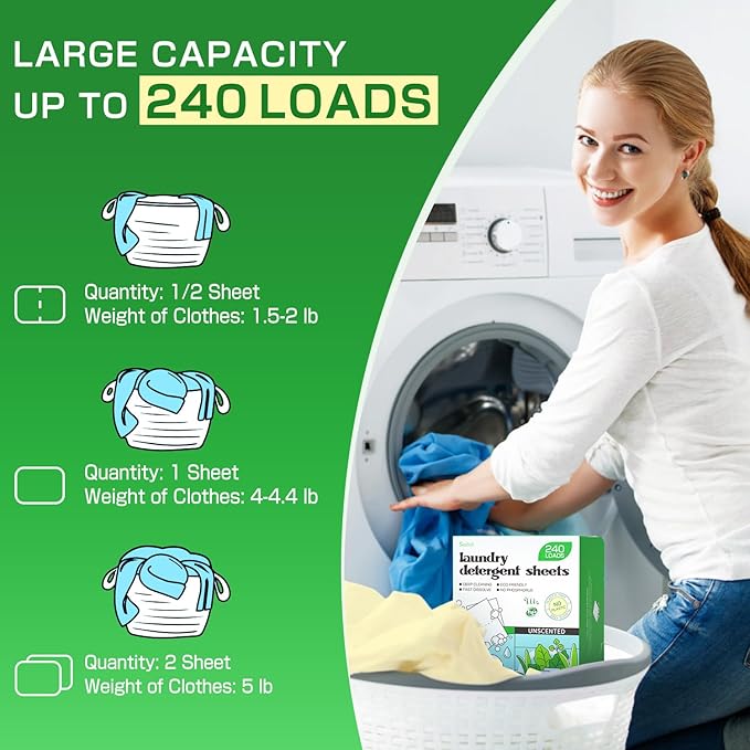 Soulink Laundry Detergent Sheets Unscented 480 Loads，Eco Friendly Detergent - Image 3