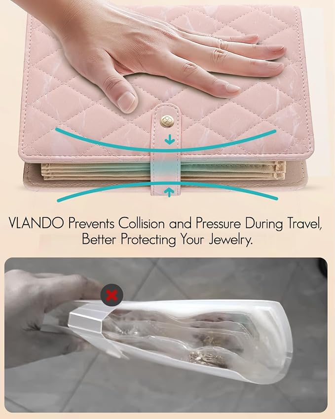 Vlando Jewelry Box for Girls Women, Travel Jewelry Case Organizer, Display - Image 5