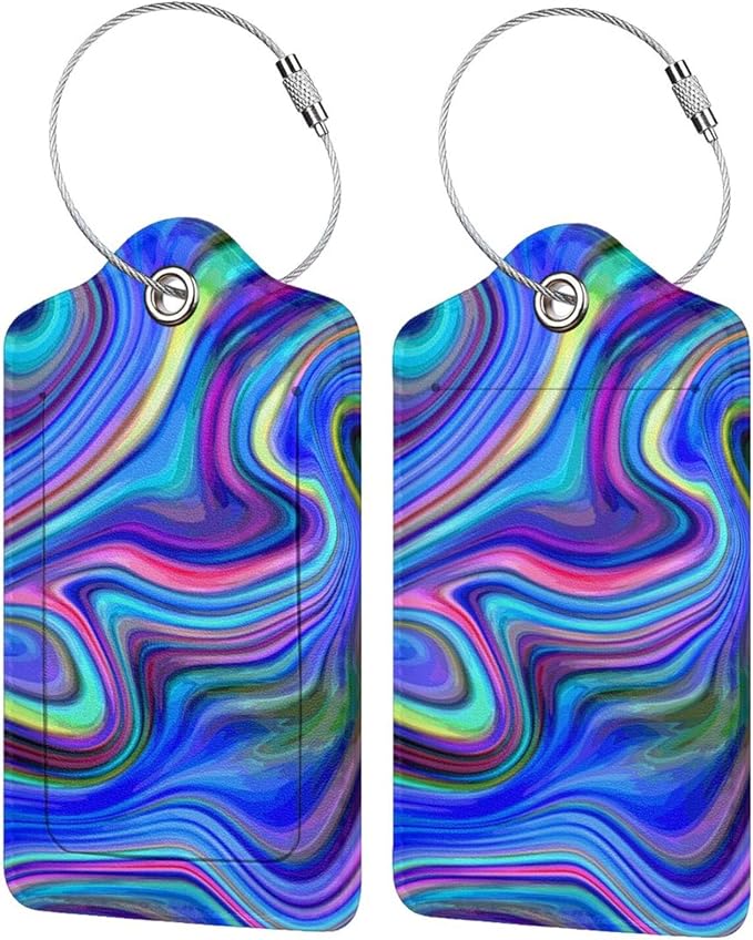 2-Packs Blue Purple Abstract Art Luggage Tags by SNAPMADE