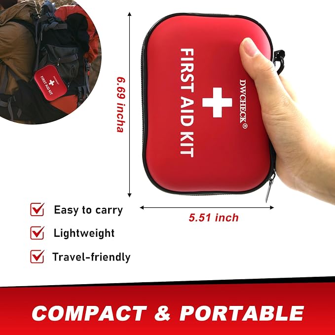 160 Piece Mini First Aid Kit, Compact Waterproof Hard Shell Small Emergency - Image 3