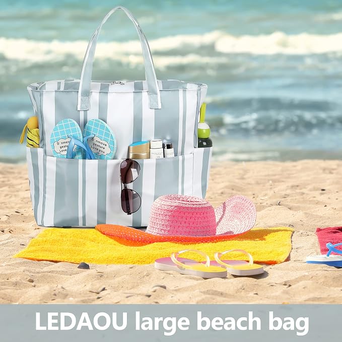 LEDAOU Beach Bag Waterproof Sandproof Women Tote Bag Pool Bag - Image 5