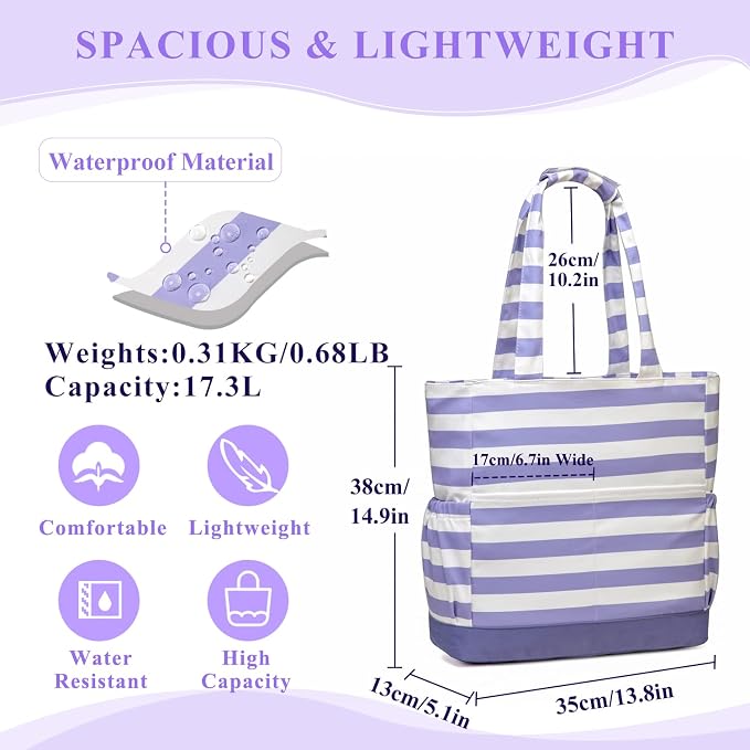 VASCHY Beach Bag for Women, Large Waterproof Sandproof Fold-able Packable Pool - Image 2