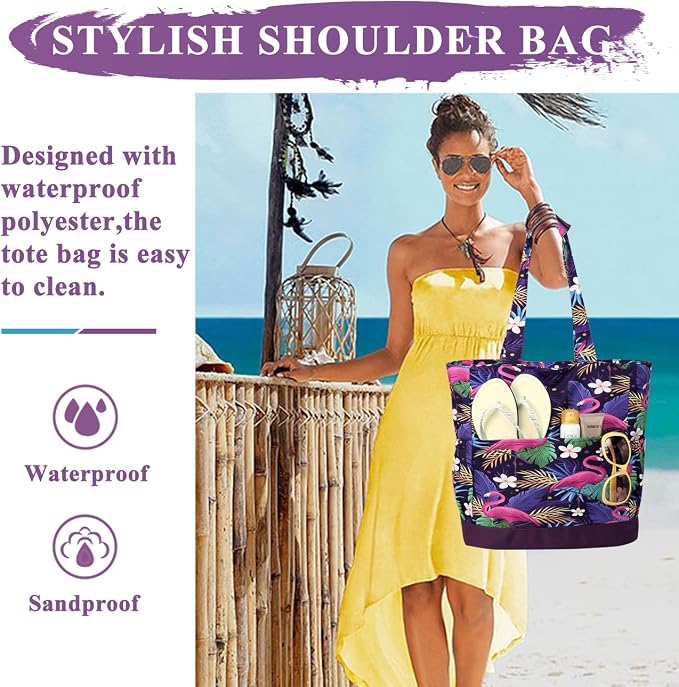 VASCHY Beach Bag for Women, Large Waterproof Sandproof Fold-able Packable Pool - Image 6