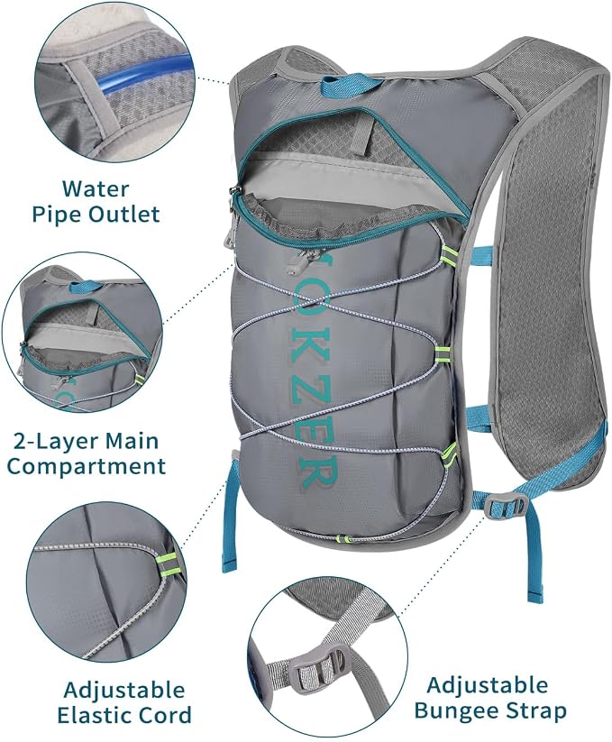 Running Hydration Vest with a 2L Water Bladder, Hydration Pack Lightweight - Image 3