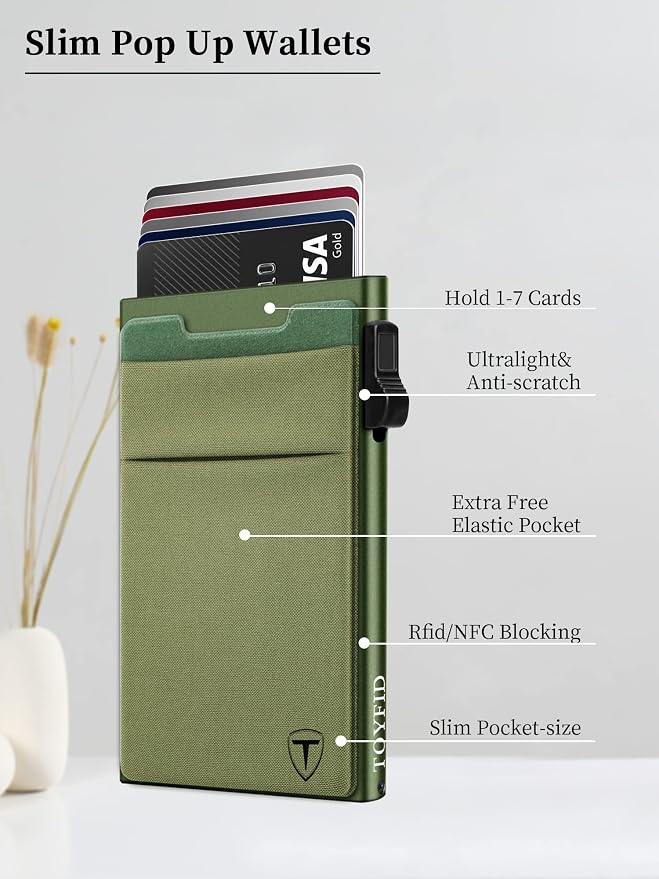 Slim Wallet for Men, Pop Up Credit Card Wallet Aluminum Minimalist RFID - Image 6