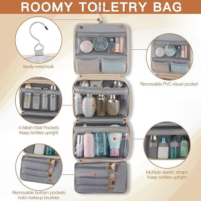 Elviros Hanging Travel Toiletry Bag - Image 3