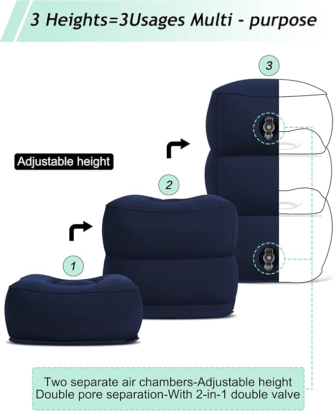 JefDiee Inflatable Travel Foot Rest Pillow, Kids Airplane Bed, Adjustable 3 - Image 5