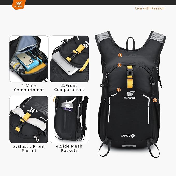 SKYSPER Small Hiking Backpack - 25L Travel Daypack Lightweight Bag Water - Image 2